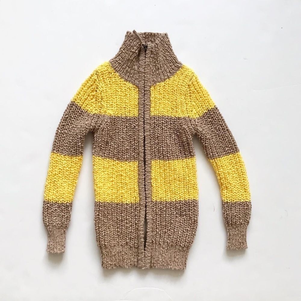 Peek tan sparkle knit zip up sweater EUC XS(2/3T)